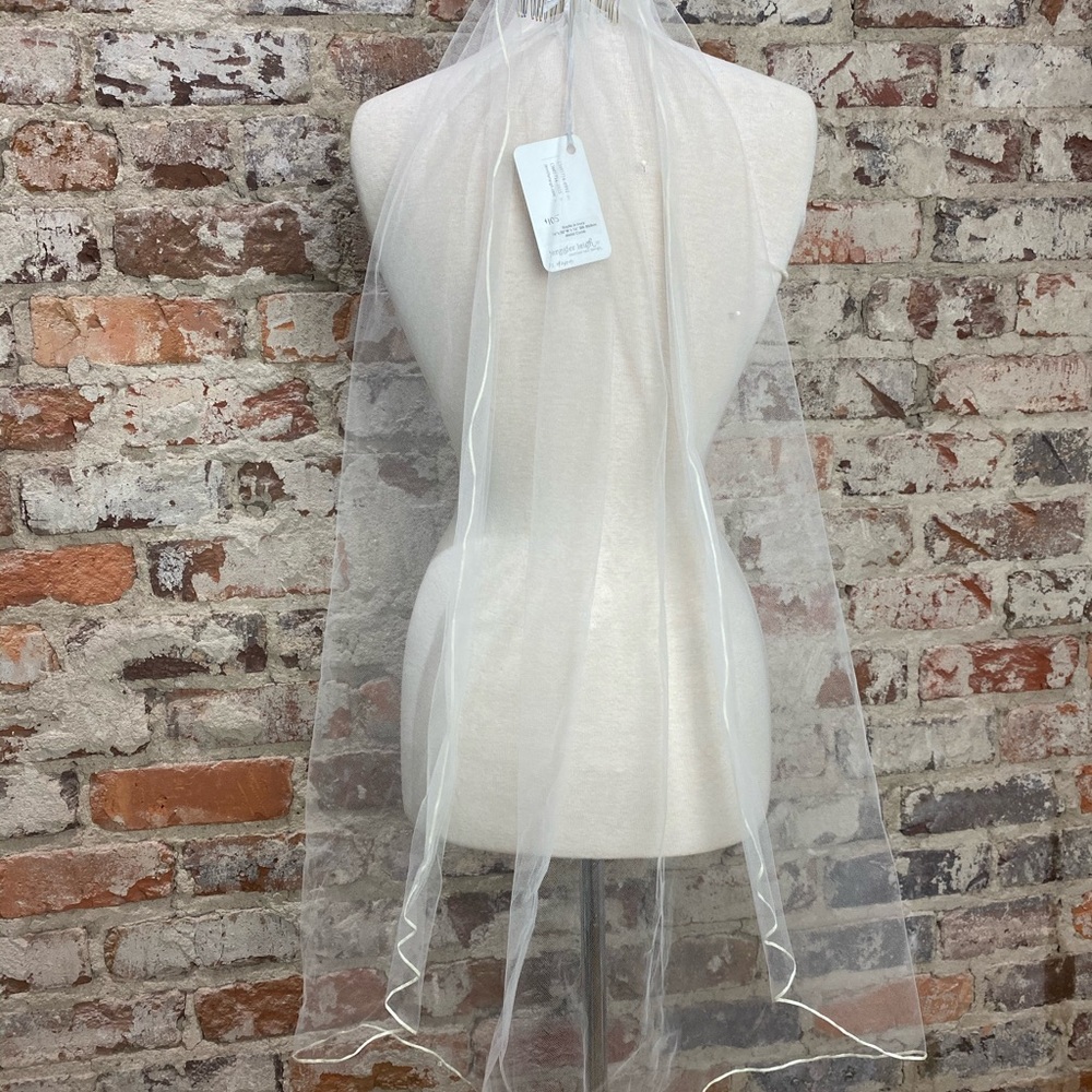 Thin ribbon edge veil ivory
